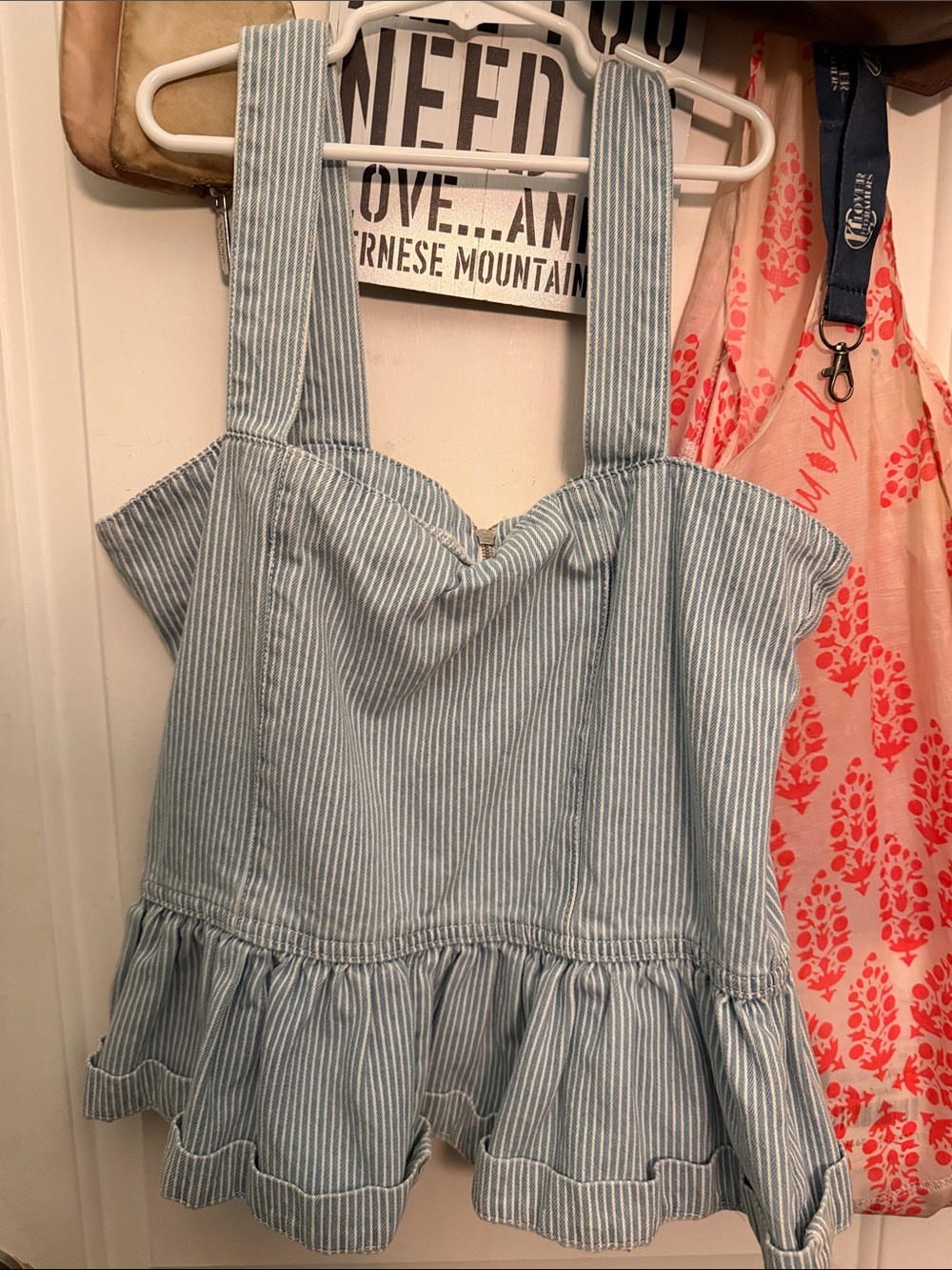 Primark Blue and White Striped Peplum Tank